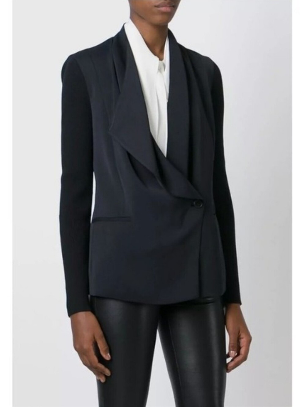 Vince Draped Open-Front Blazer Jacket Knit Sleeve Elegant Lightweight Size 6
